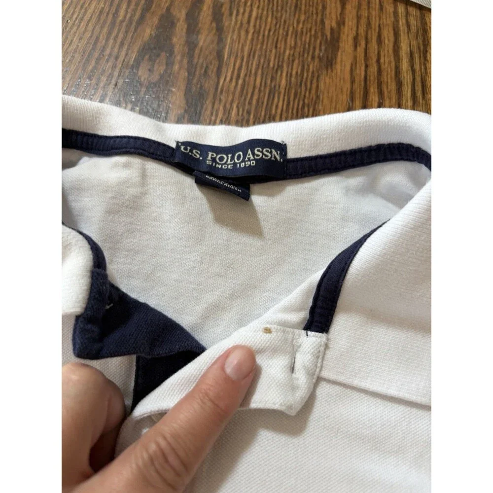 US Polo Assn Kids Boys Cotton White‎ Short Sleeve Pique Polo Shirt Size XL 14-16